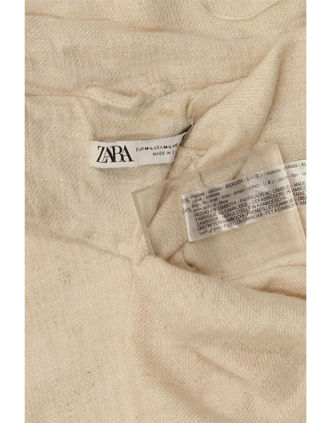 Cappotto aperto oversize da donna Zara UK 14 Viscosa bianco sporco medio