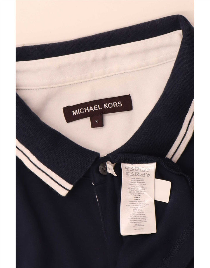 Polo regolare da uomo Michael Kors XL in cotone blu navy