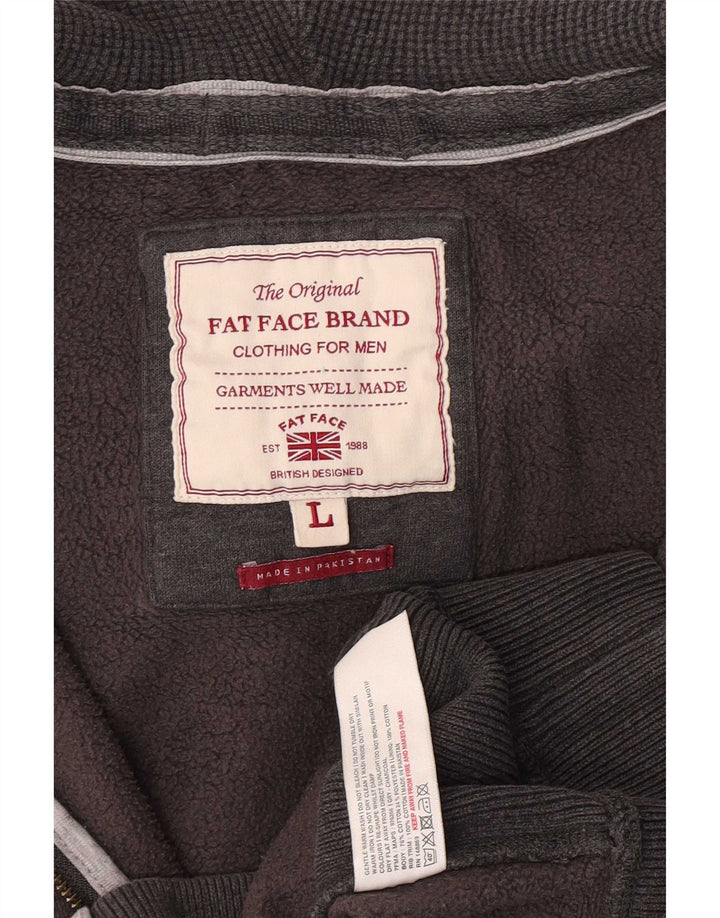 Maglione con cappuccio e zip da uomo Fat Face grande in cotone grigio