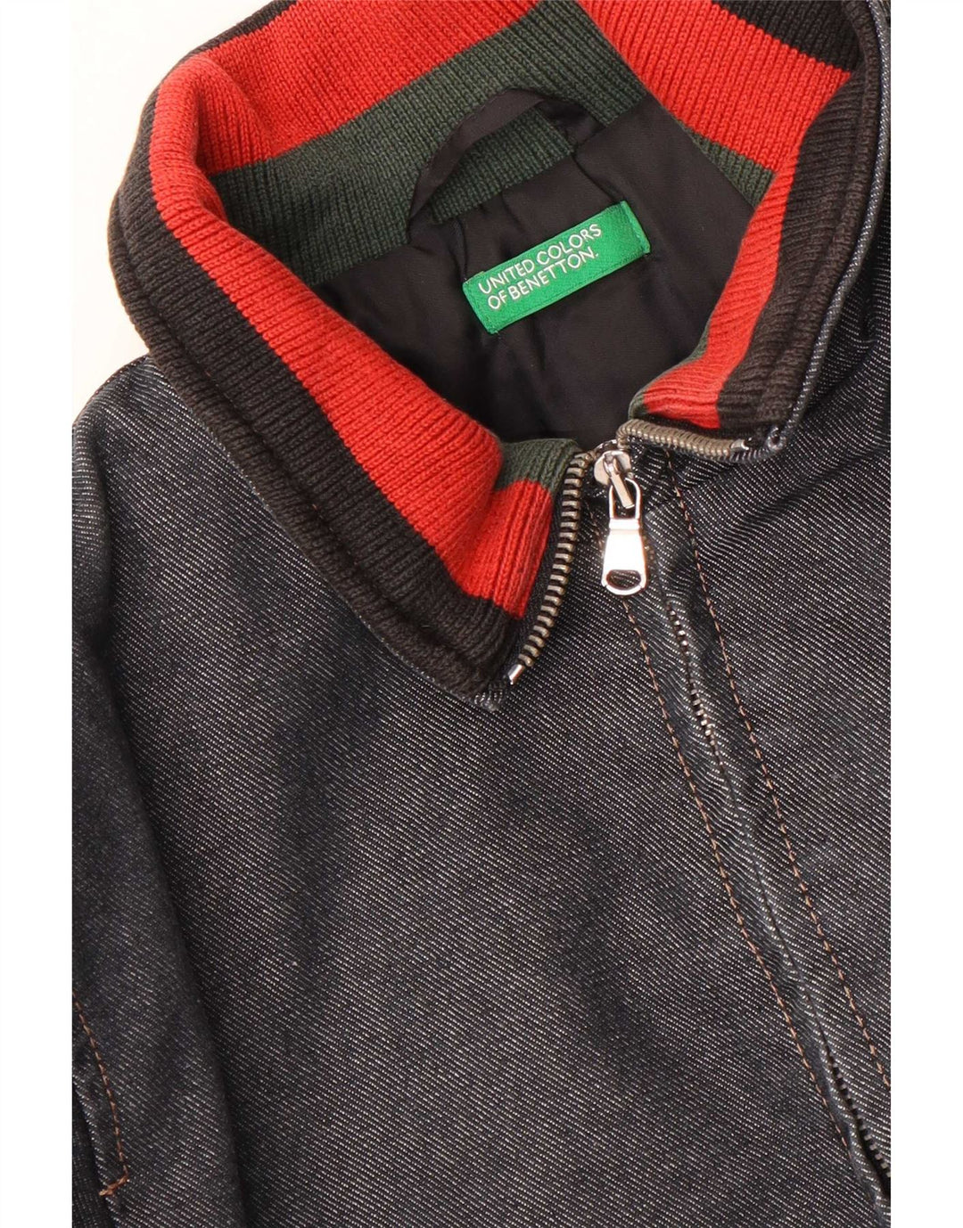 Giacca a vento in denim da bambino Benetton 10-11 anni Blu navy Colourblock