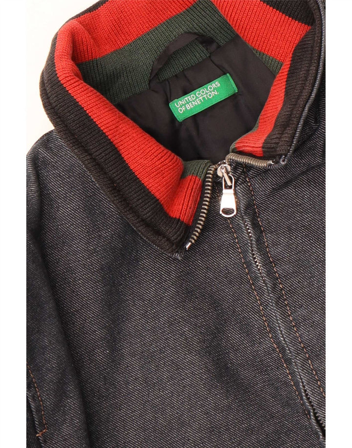 Giacca a vento in denim da bambino Benetton 10-11 anni Blu navy Colourblock