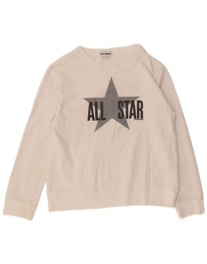 Felpa con grafica Converse All Star da uomo, cotone bianco medio