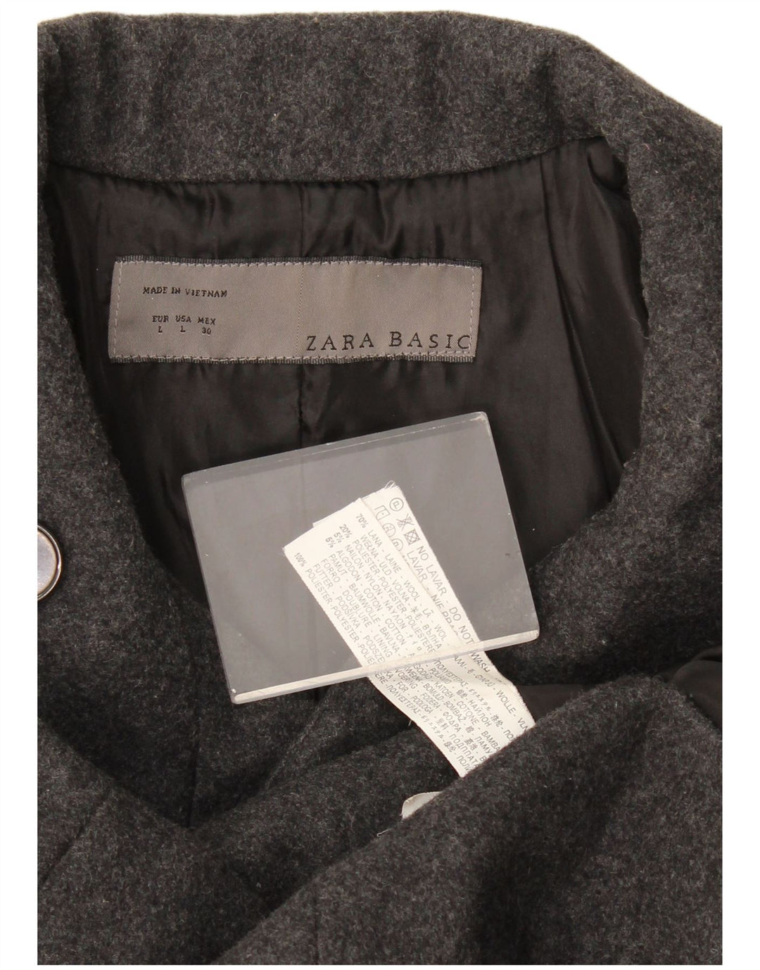 Cappotto doppiopetto da donna Zara UK 16 grande lana grigia