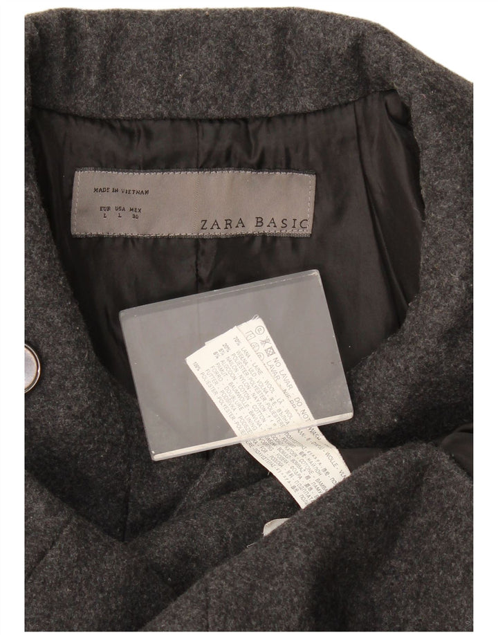 Cappotto doppiopetto da donna Zara UK 16 grande lana grigia