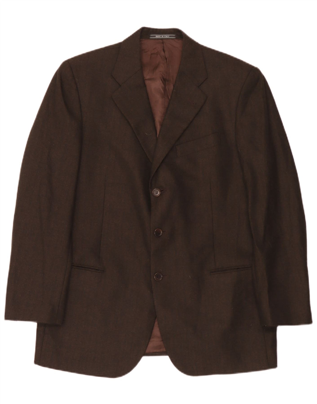 Giacca blazer vintage da uomo a 3 bottoni UK 38 in lana vergine marrone medio