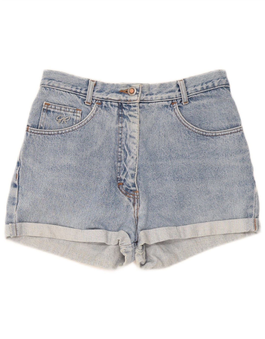 Pantaloncini di jeans vintage da donna W30 in cotone blu medio