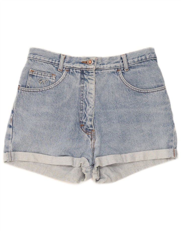 Pantaloncini di jeans vintage da donna W30 in cotone blu medio