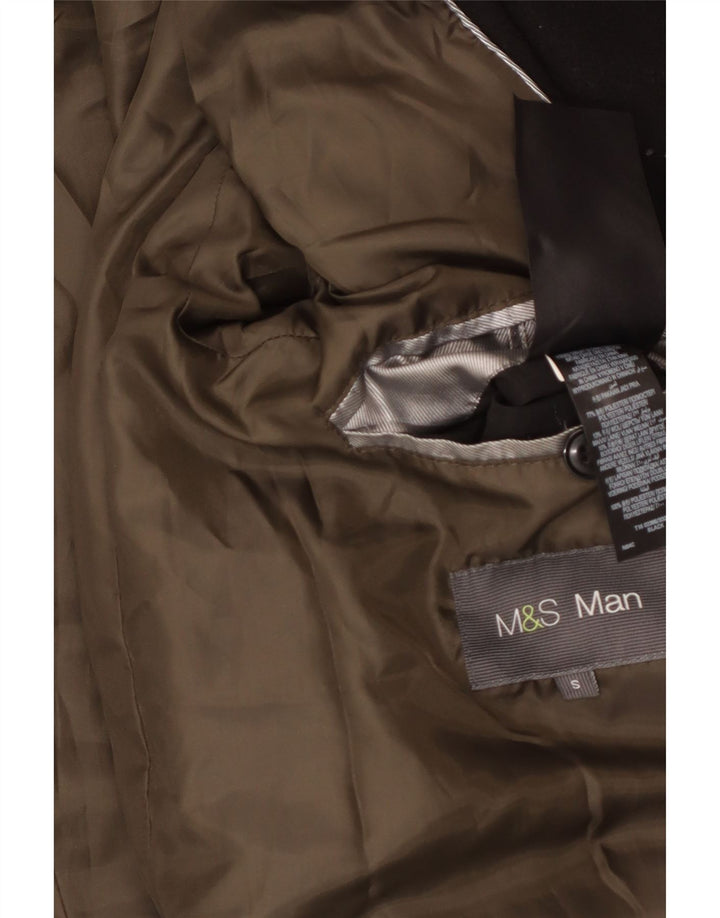 Cappotto doppiopetto da uomo Marks & Spencer UK 36 piccolo poliestere nero