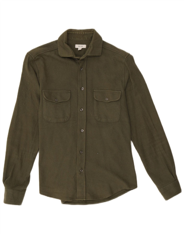 Camicia da uomo Reiss piccola in cotone kaki