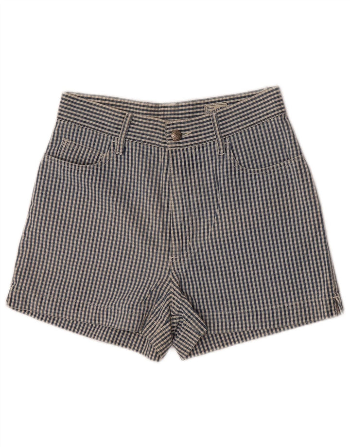 Pantaloncini casual da donna Gas W28 in cotone a quadretti blu medio