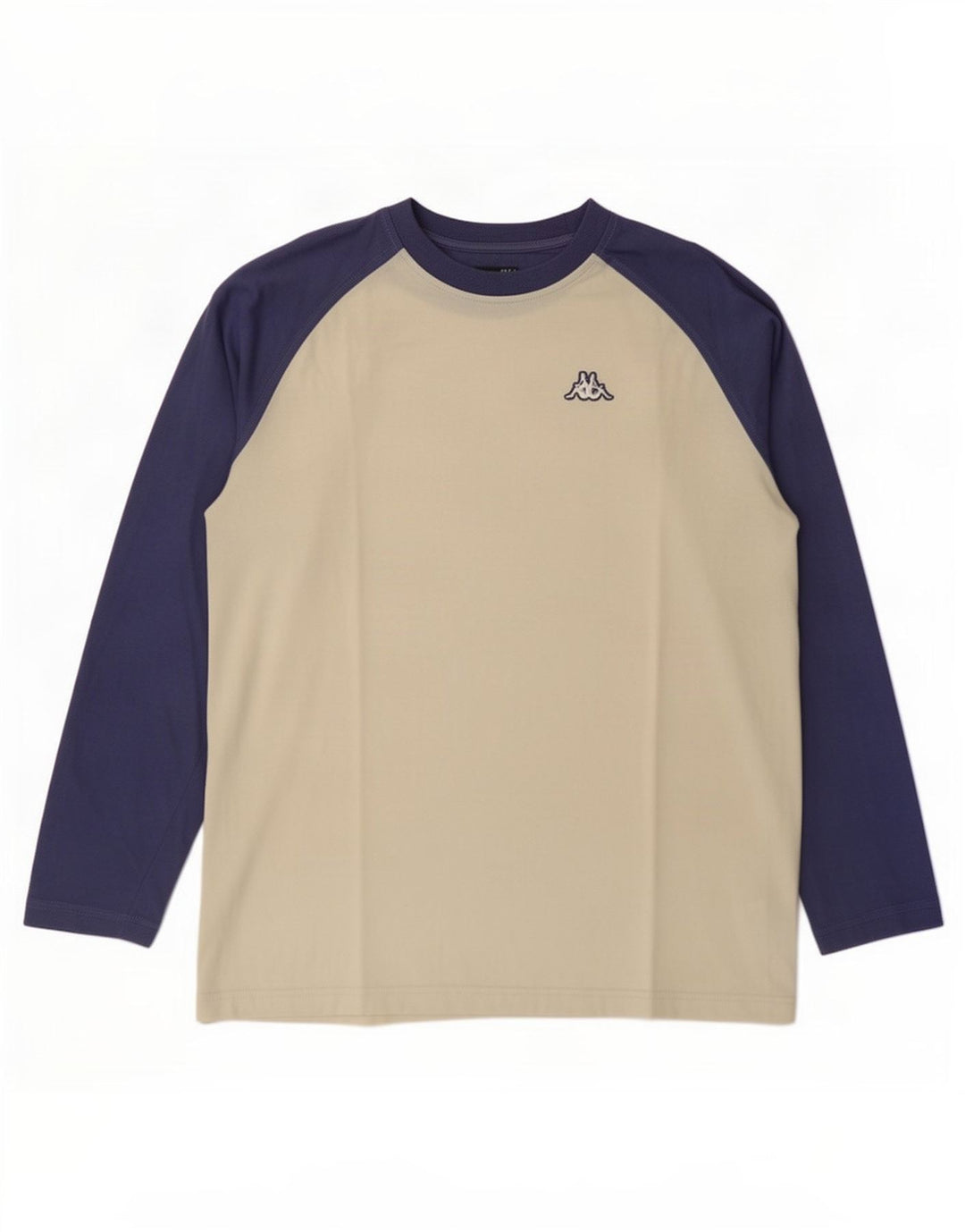 Top Kappa da uomo a maniche lunghe grande in cotone color block bianco sporco