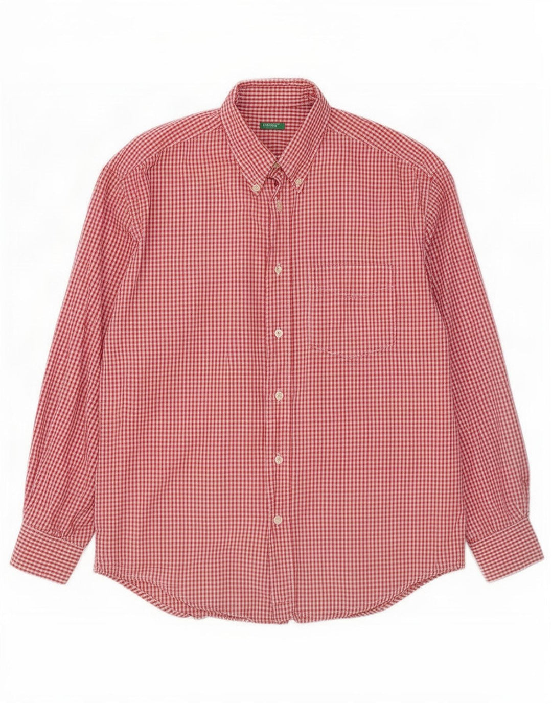 Camicia Benetton Uomo Cotone Vichy Rosso Medio