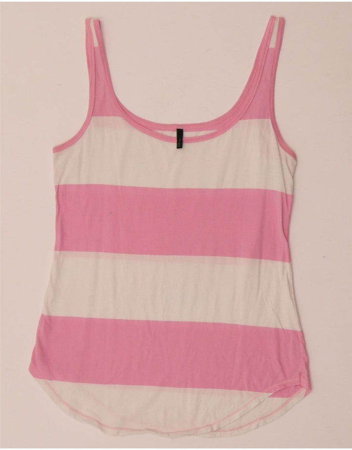 Canotta da donna Benetton UK 12 Cotone a righe rosa medio