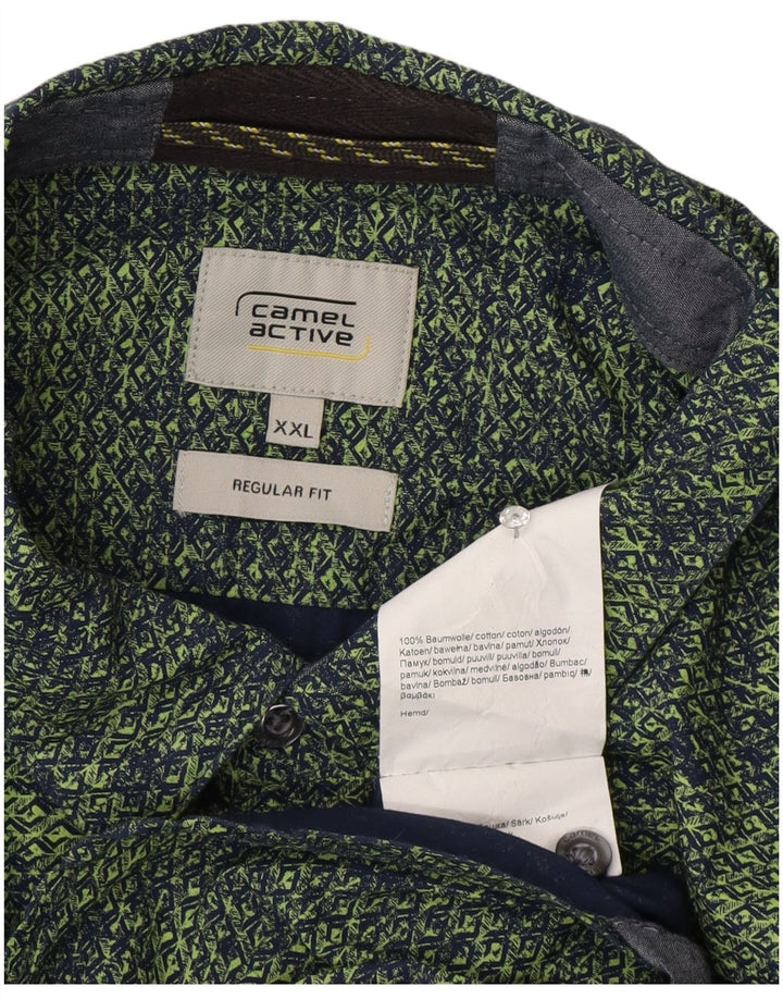 Camicia da uomo Regular Fit Camel Active 2XL Cotone geometrico verde