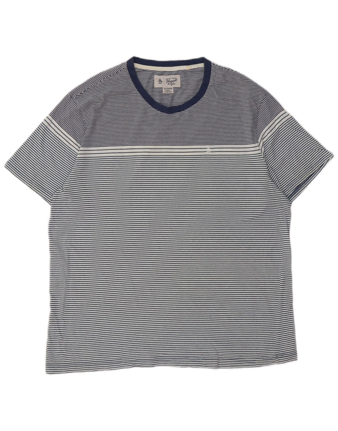 PINGUIN T-shirt alta da uomo Top XL Cotone a righe blu navy