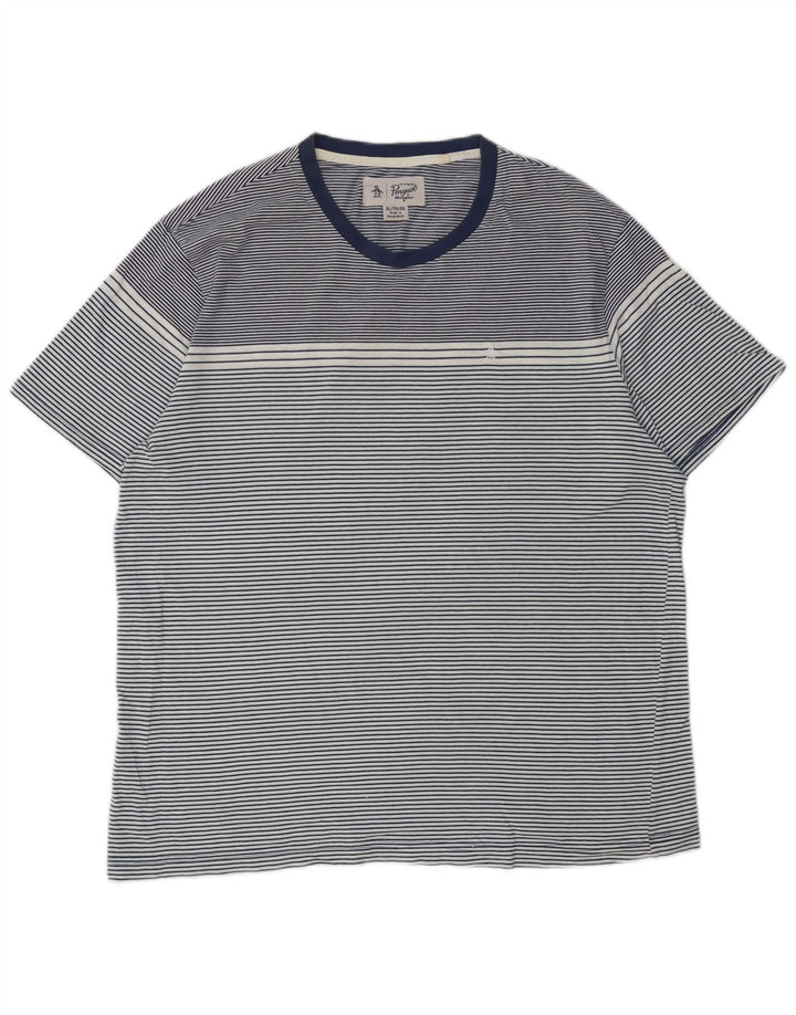 PINGUIN T-shirt alta da uomo Top XL Cotone a righe blu navy