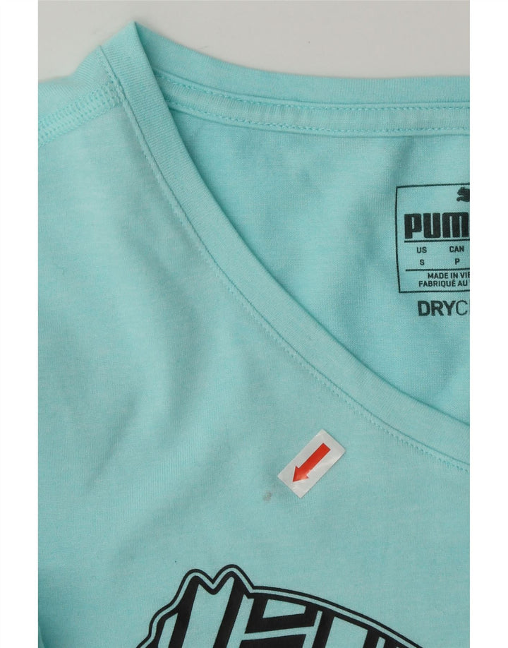 PUMA Womens Graphic T-Shirt Top UK 10 Small Blue Vintage Puma and Second-Hand Puma from Messina Hembry 