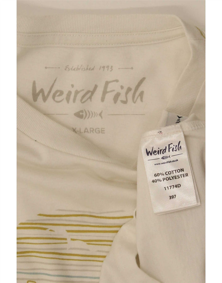 T-shirt grafica da uomo Weird Fish Top XL in cotone bianco
