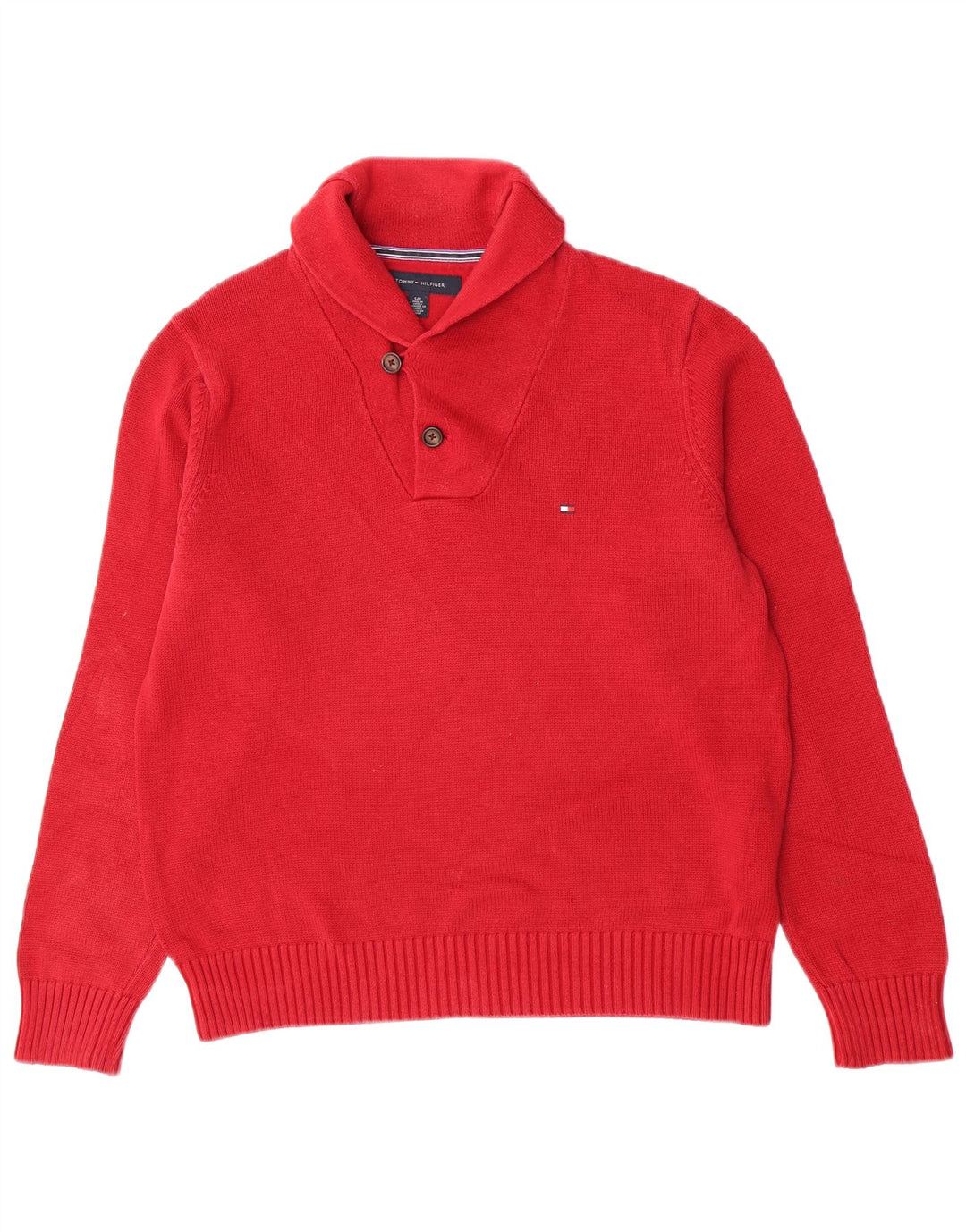 Maglione maglione da uomo con collo a scialle Tommy Hilfiger piccolo cotone rosso