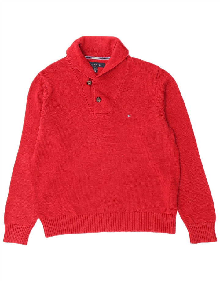 Maglione maglione da uomo con collo a scialle Tommy Hilfiger piccolo cotone rosso