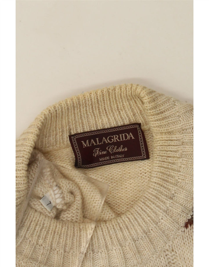 MALAGRIDA Maglione da uomo girocollo maglione grande Beige Fair Isle