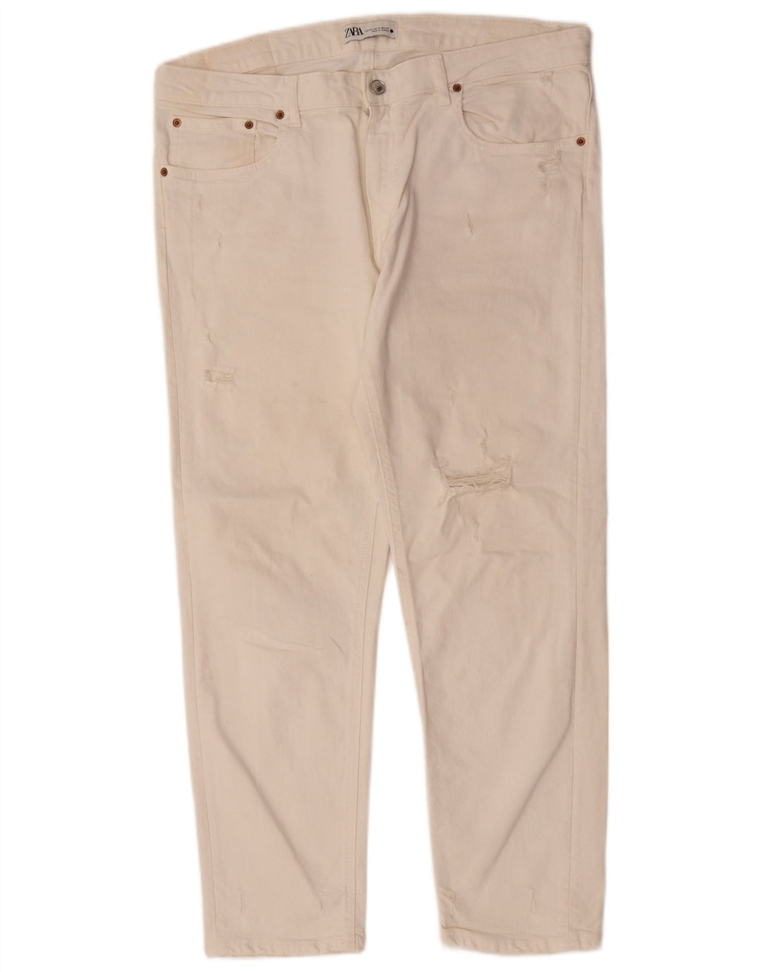 Jeans dritti effetto invecchiato da donna Zara EU 44 XL W34 L28 Bianco