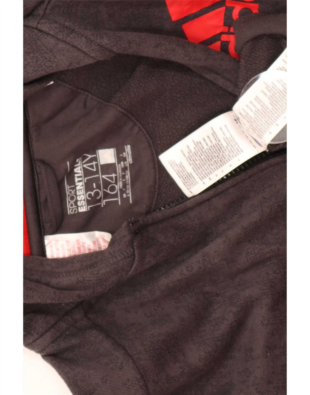 Felpa con cappuccio e zip grafica Adidas da ragazzo 13-14 anni in poliestere grigio