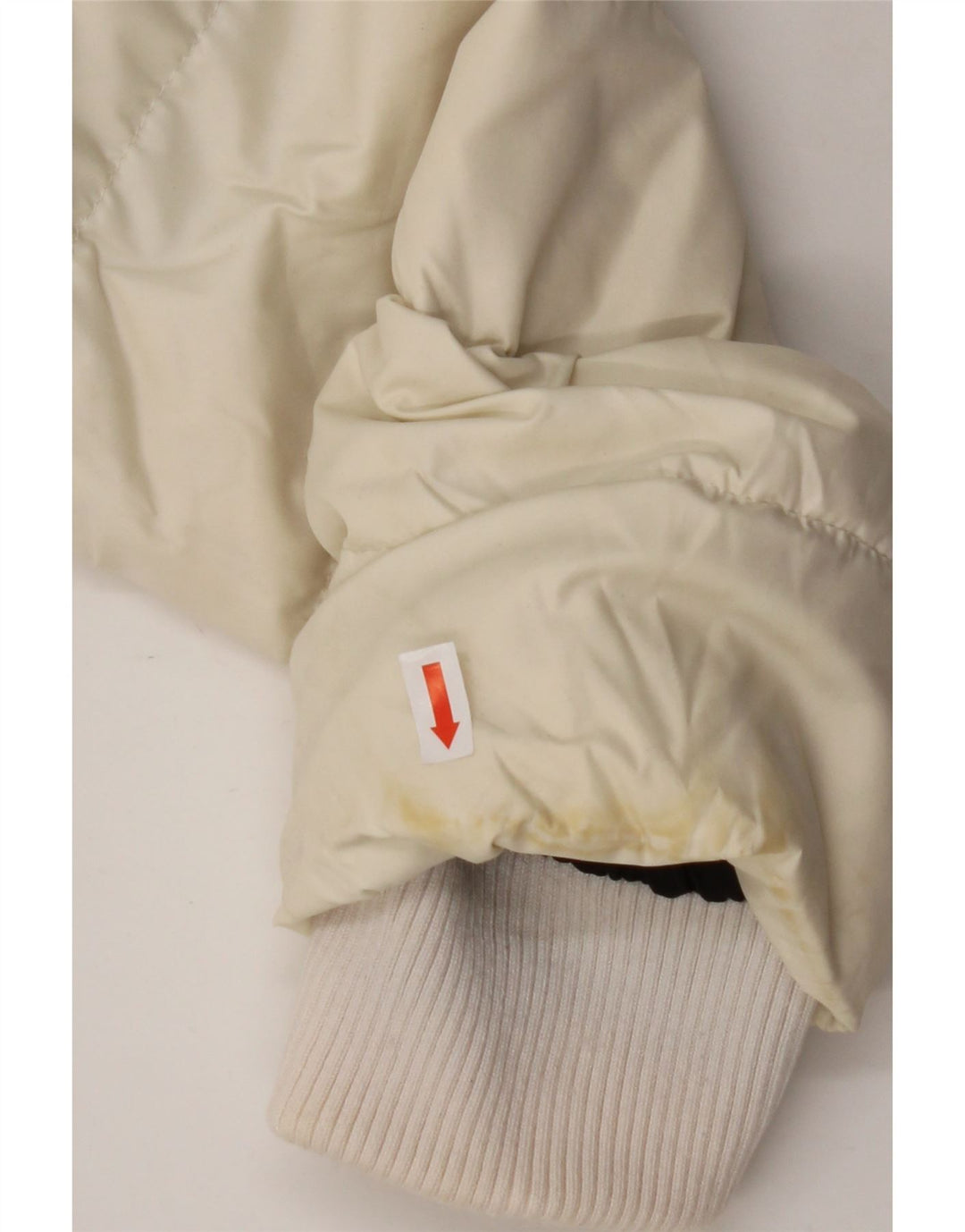 CALVIN KLEIN Giacca imbottita con cappuccio da donna UK 14 Poliestere bianco sporco medio