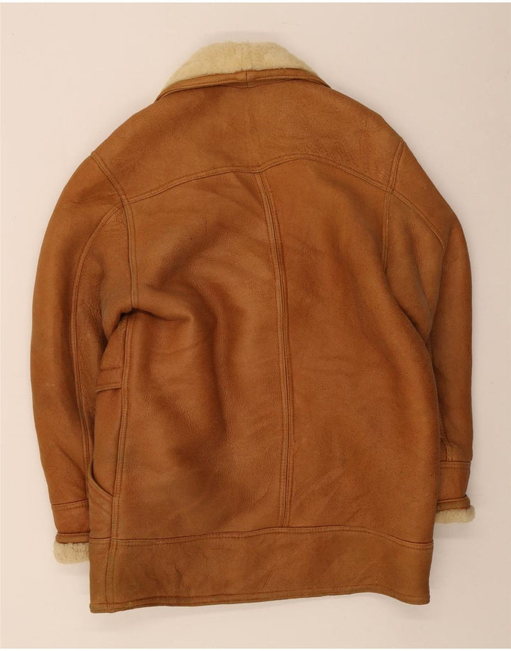 Cappotto in shearling vintage da uomo IT 50 grande marrone