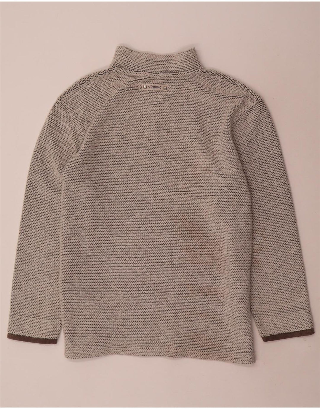 WEIRD FISH Felpa da uomo con collo con zip, maglione grande, cotone grigio