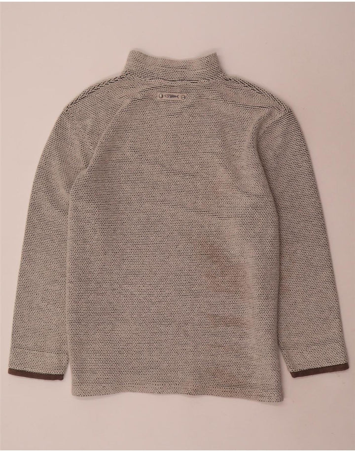 WEIRD FISH Felpa da uomo con collo con zip, maglione grande, cotone grigio