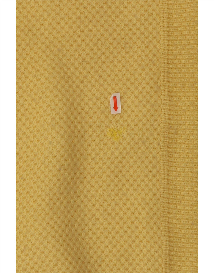 Maglione girocollo da uomo vintage grande in acrilico giallo