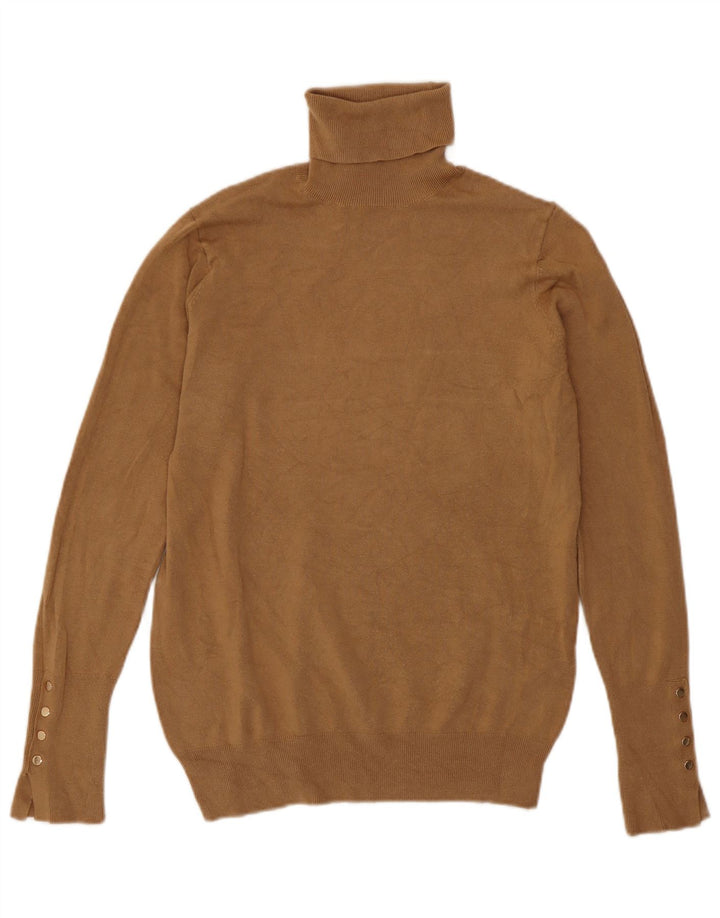 Maglione maglione a collo alto da donna Zara UK 12 Viscosa beige medio