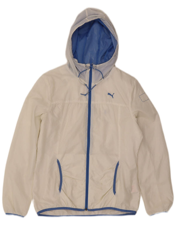 Giacca antipioggia con cappuccio da donna Puma UK 14 Large White Nylon