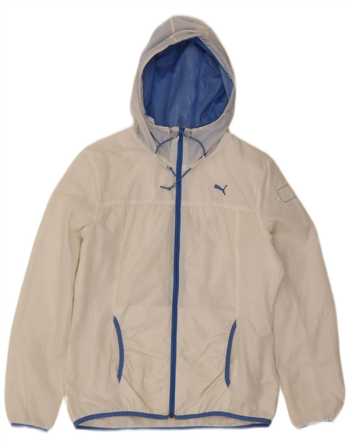 Giacca antipioggia con cappuccio da donna Puma UK 14 Large White Nylon