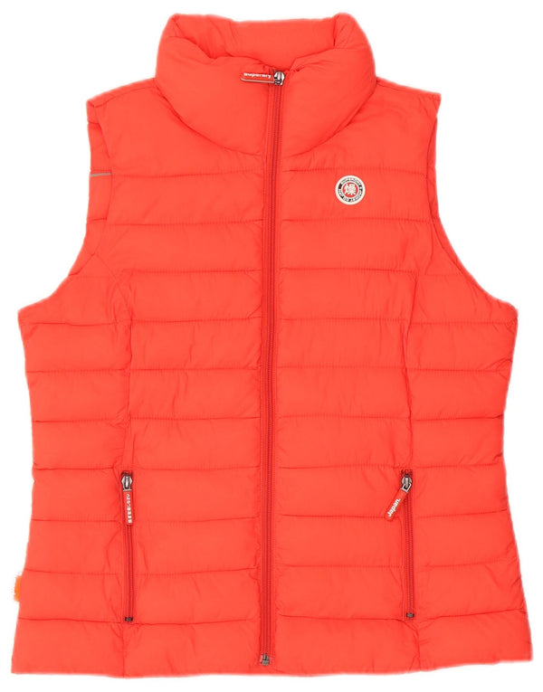 Gilet imbottito da donna Superdry UK 14 Large Rosso Nylon
