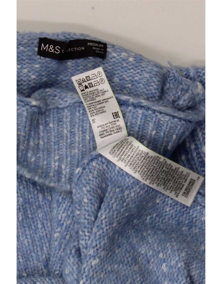 Maglione maglione a collo alto da donna Marks & Spencer UK 14 Blu medio screziato