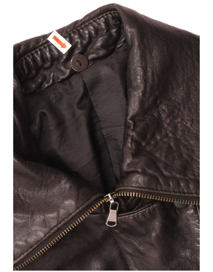 Giacca in pelle da donna vintage IT 44 Biker in pelle nera media