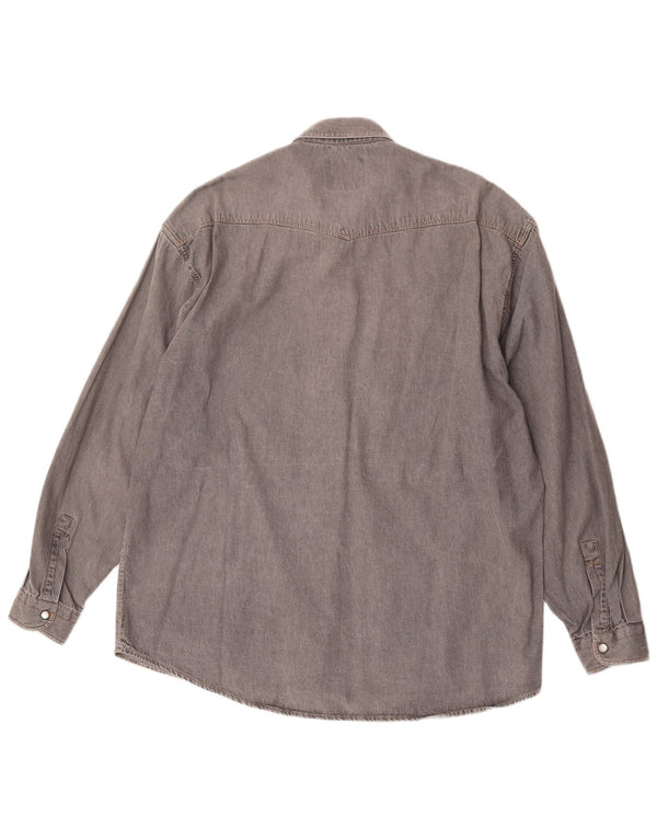 Camicia di jeans vintage da uomo XL in cotone grigio