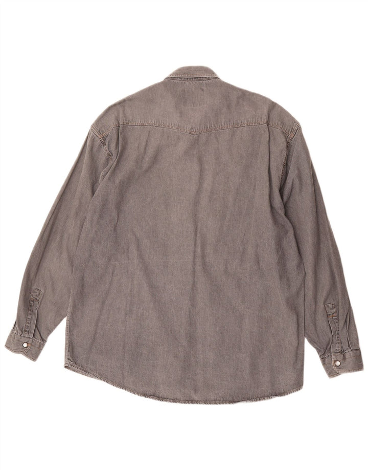 Camicia di jeans vintage da uomo XL in cotone grigio