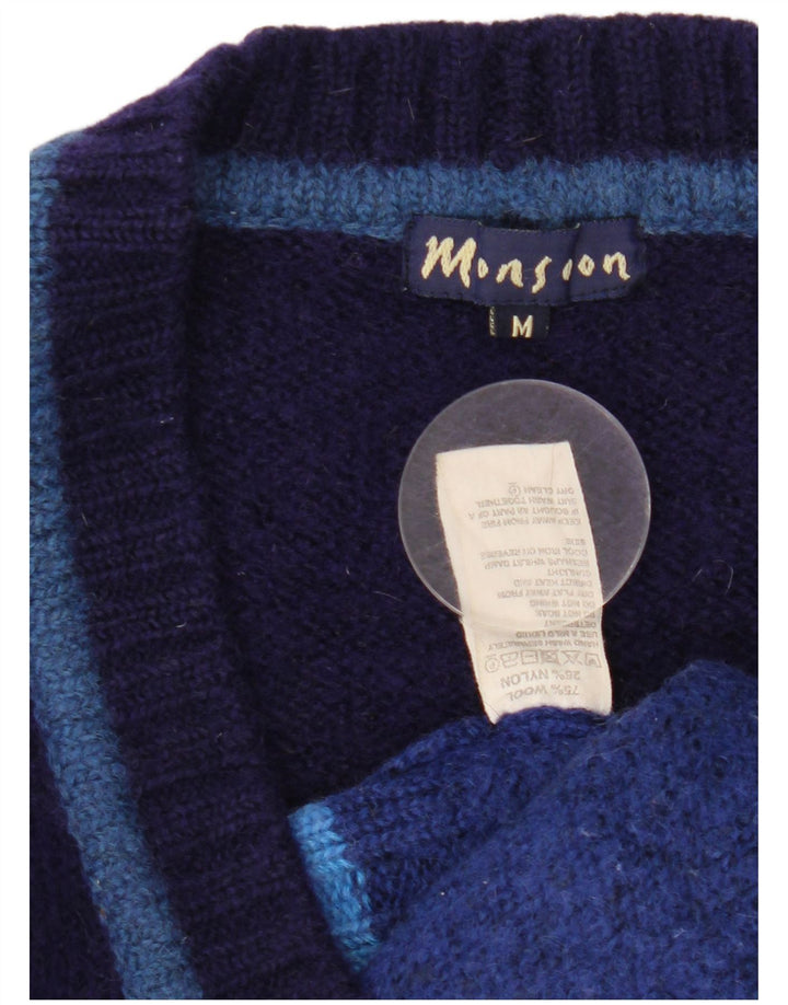 MONSOON Maglione cardigan da donna UK 14 Blocco colore blu navy medio
