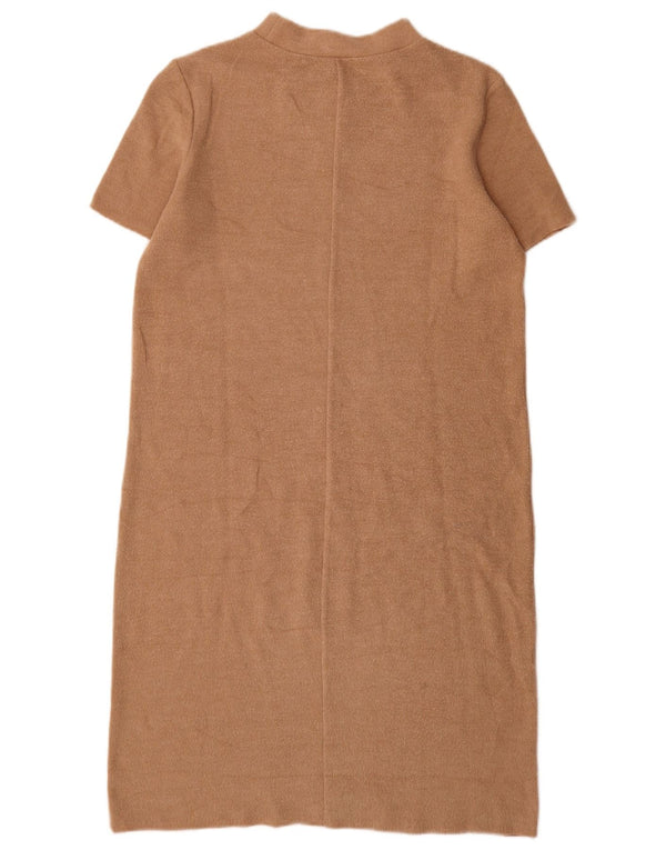 Abito maglione a maniche corte da donna Zara UK 10 piccolo Beige