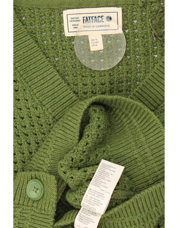 Maglione cardigan oversize corto da donna Fat Face UK 12 Cotone verde medio