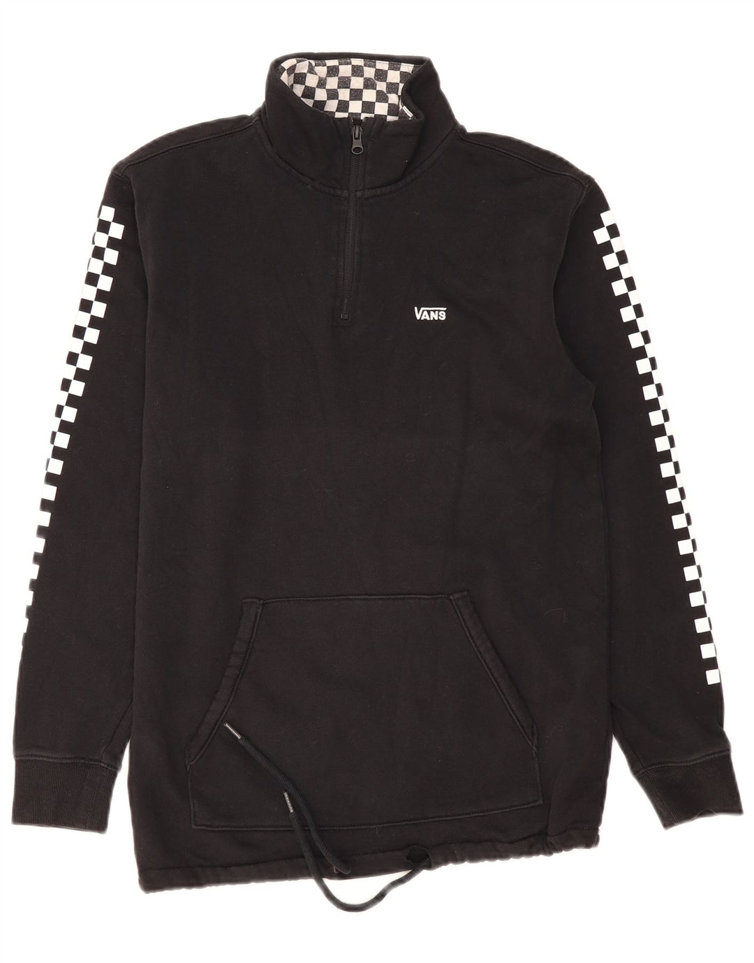 Felpa Vans da uomo con zip e collo, maglione, piccolo, in cotone geometrico nero