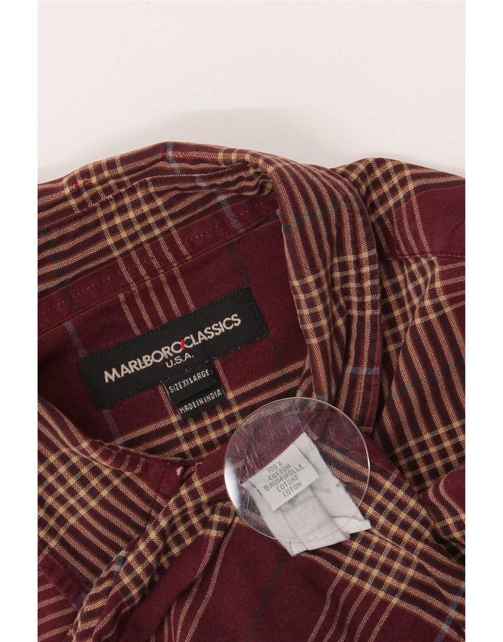 Camicia da uomo Marlboro Classics 2XL Cotone a quadri bordeaux