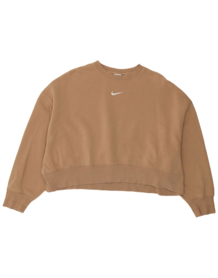 Felpa oversize da donna Nike Maglione UK 14 Cotone marrone medio