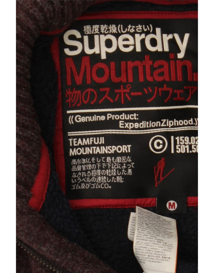Maglione cardigan con cappuccio da uomo SUPERDRY Acrilico bordeaux medio