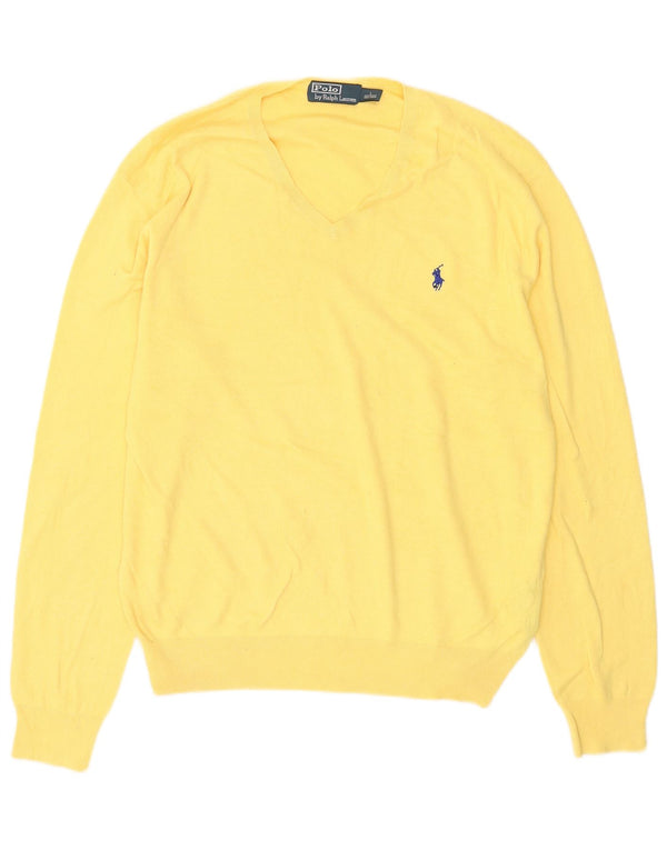Polo Ralph Lauren Maglione da uomo con scollo a V grande cotone giallo
