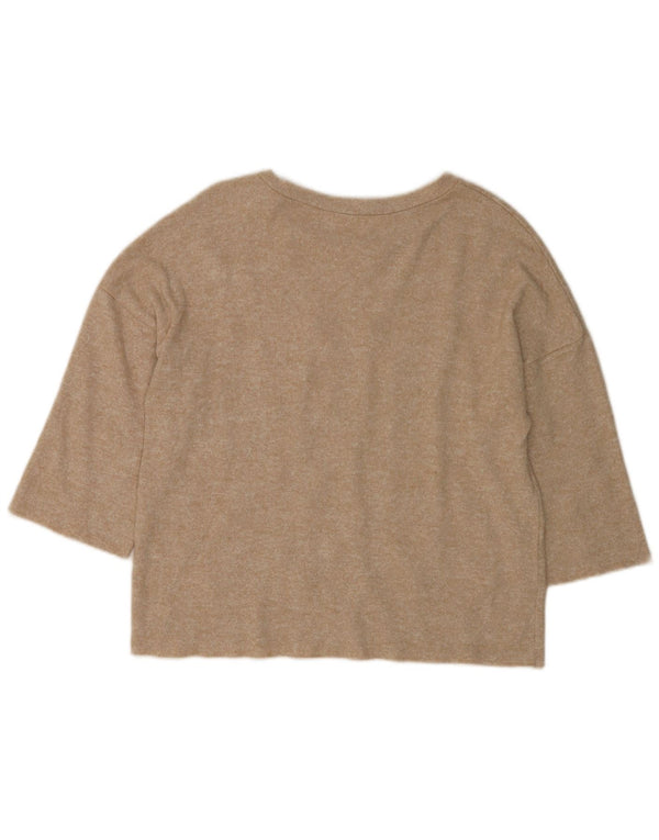 Top Zara da donna con maniche a 3/4 UK 10 piccolo beige maculato