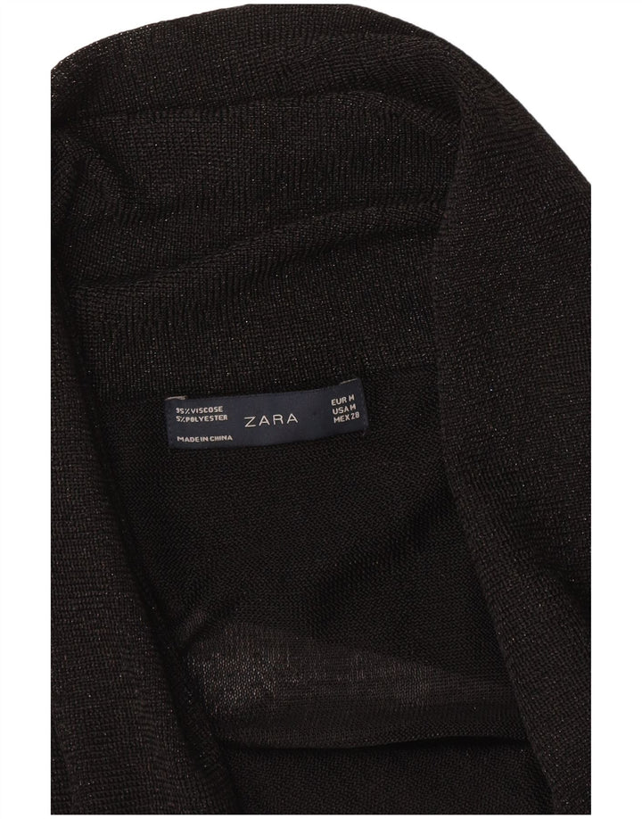 Maglione cardigan aperto da donna Zara UK 12 viscosa nera media